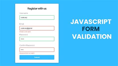 email registration form validation in javascript