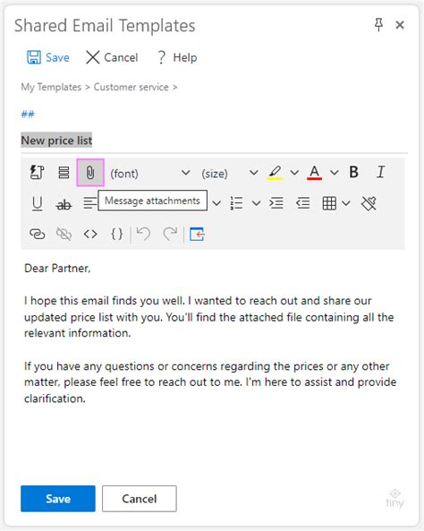 email template with attachment outlook
