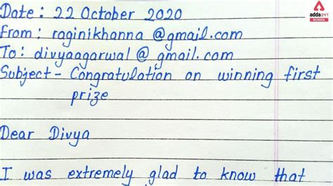 email writing class 10 examples