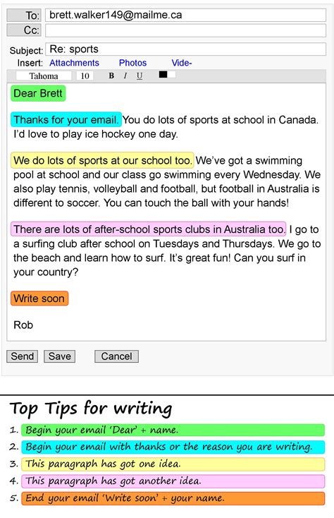 email writing format examples for students
