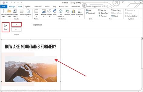 embed content in outlook email