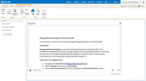 embed document in word sharepoint