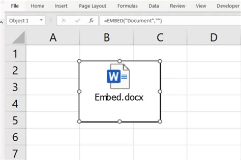 embed excel file in word as icon
