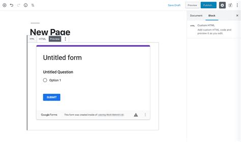 embed google form on wordpress site