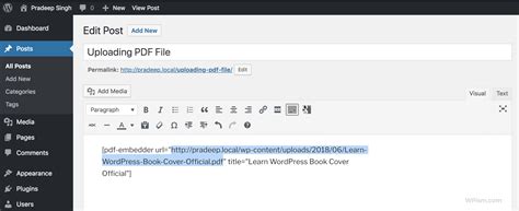 embed pdf file in wordpress
