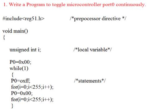 embedded c programming examples with output