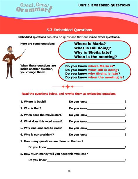 embedded questions english grammar exercises