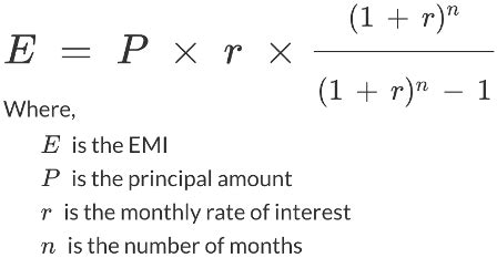 emi calculation formula with example