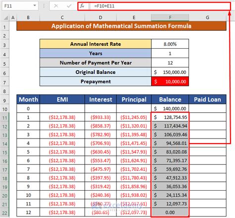 emi calculator in excel with prepayment