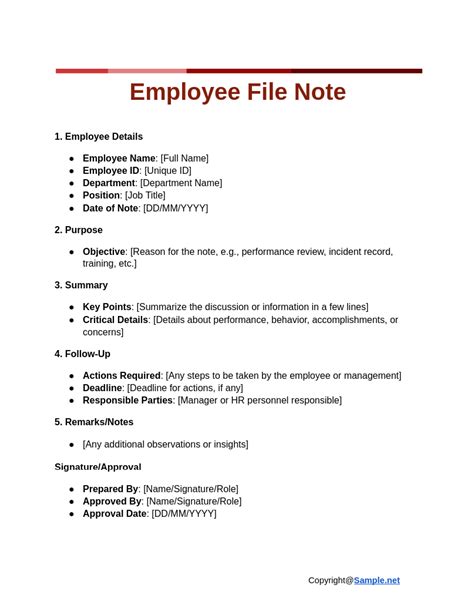 employee note to file example