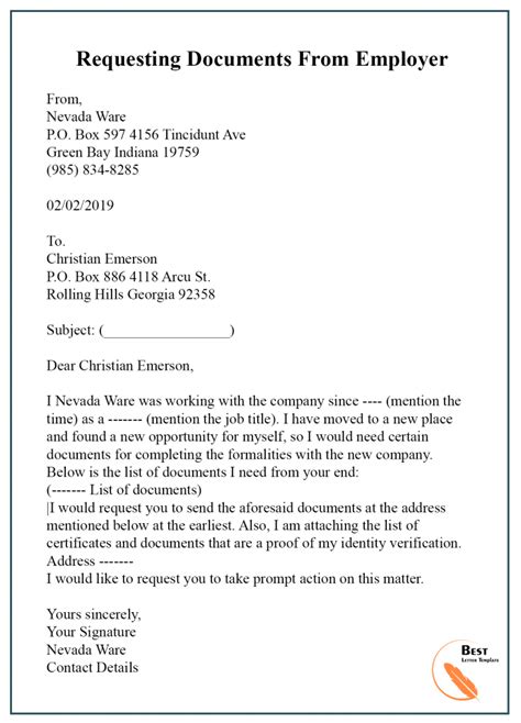 Employee requesting document