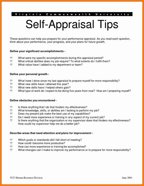 employee self appraisal answers examples pdf