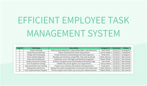 employee task management system excel template