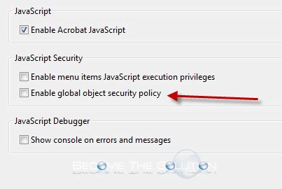 enable global object security policy adobe