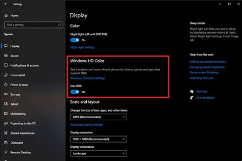 enable hdr in windows 10