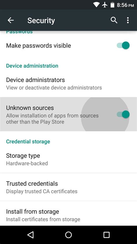 enable unknown sources in android