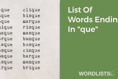 ending in que words