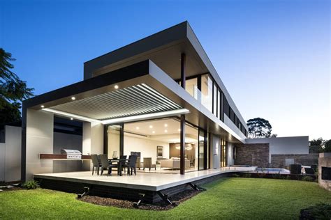 energy efficient house with limas design in the night