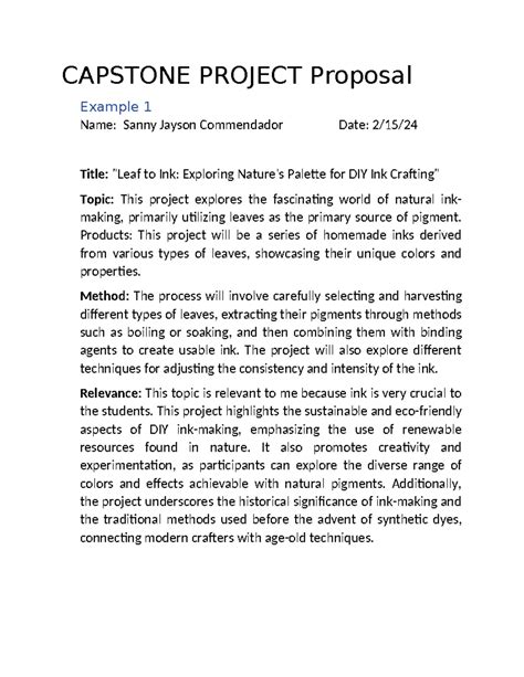 engineering capstone project proposal