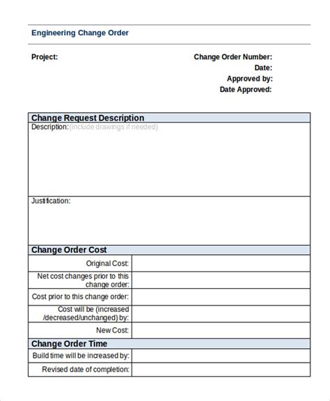 engineering change order template word