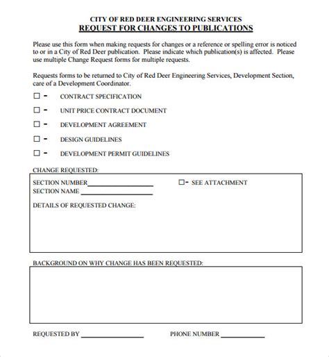 engineering change request form template
