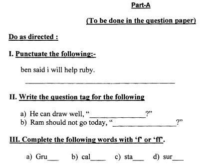english question for class 5 with answers