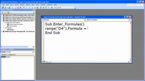 enter formula in excel vba
