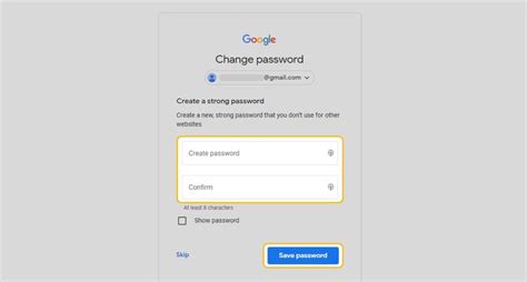 enter new gmail password