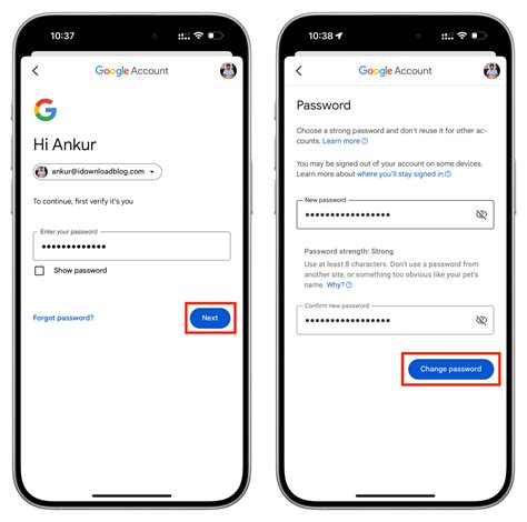 enter new password mobile