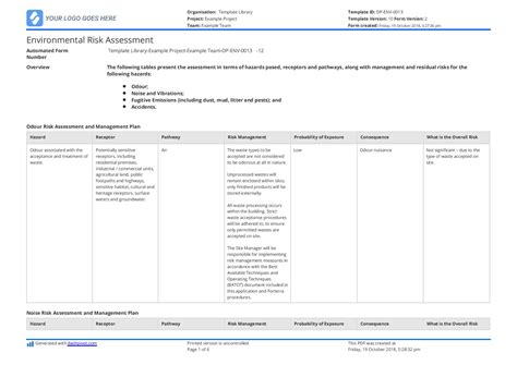 environmental risk assessment example pdf