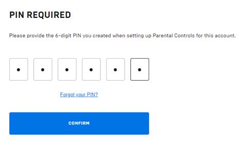 epic games reset pin code