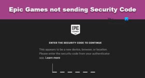 epic games security code not working