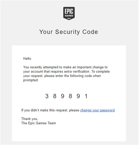 epic games security code wrong email