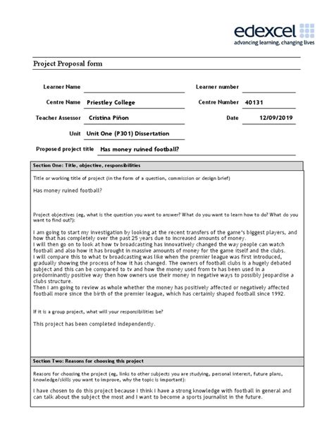 epq project proposal form example