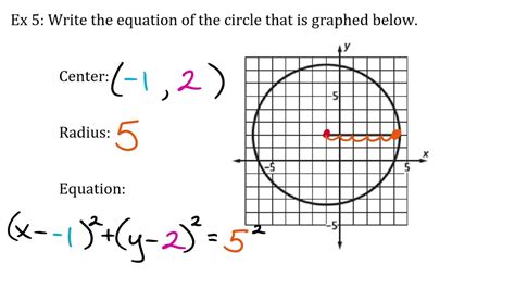 equation of a circle examples with answers pdf