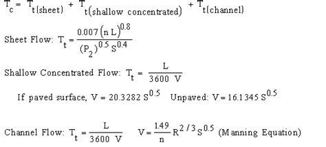 equation to calculate time of concentration