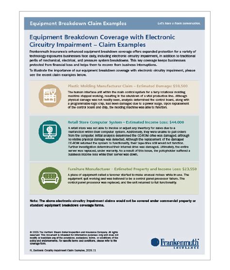 equipment breakdown coverage claims examples