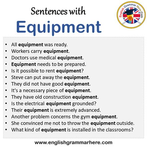 equipment in a sentence examples