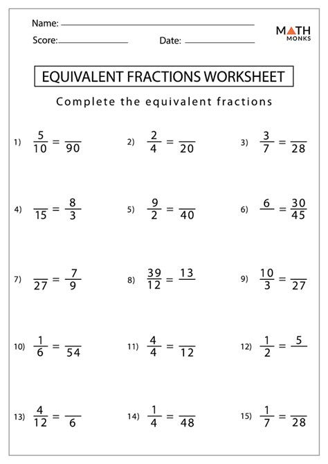 equivalent fractions exercises pdf
