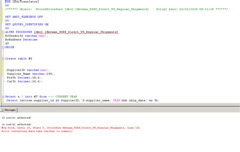 error converting data type nvarchar to date sql server stored procedure