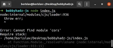 error module not found nodejs