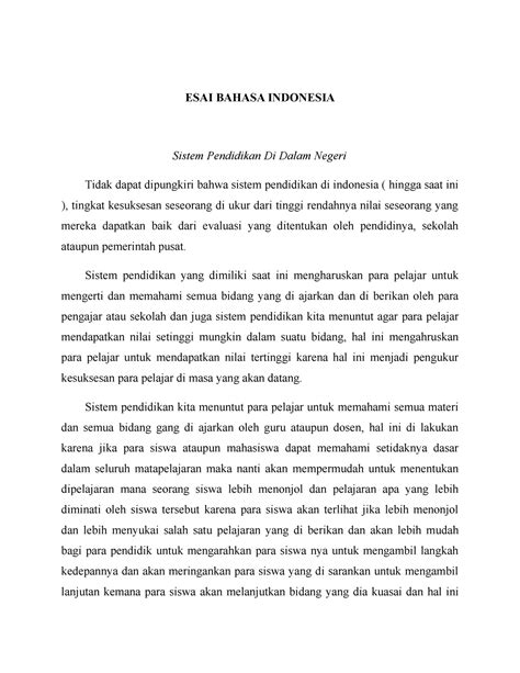 Esai singkat bahasa Indonesia