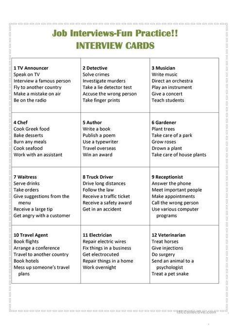esl practice job interview questions