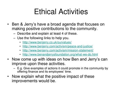 ethical activities examples