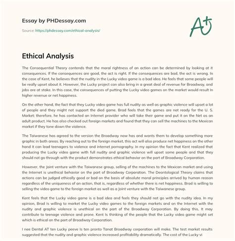ethical analysis examples for students