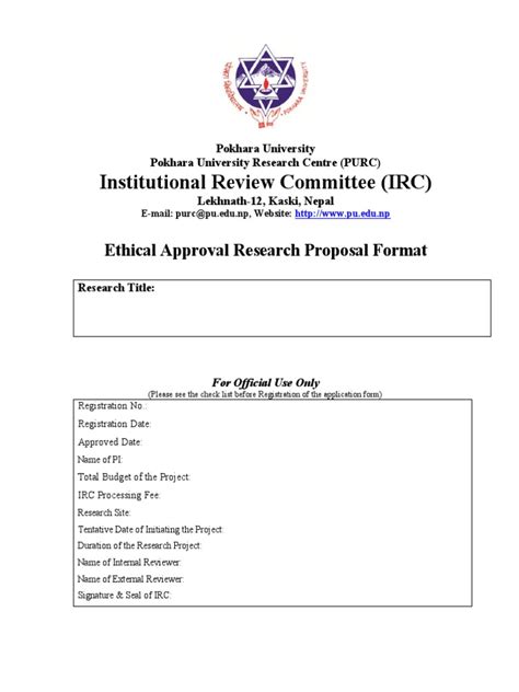 ethical approval in research proposal example