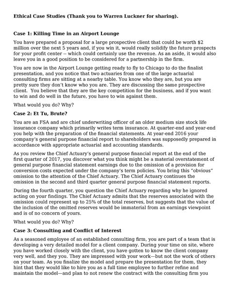 ethical case study examples with solutions for students