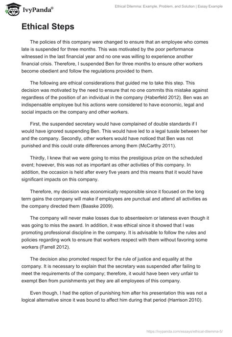 ethical dilemma in the workplace examples and solutions essay