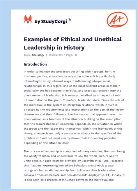 ethical leadership examples in history