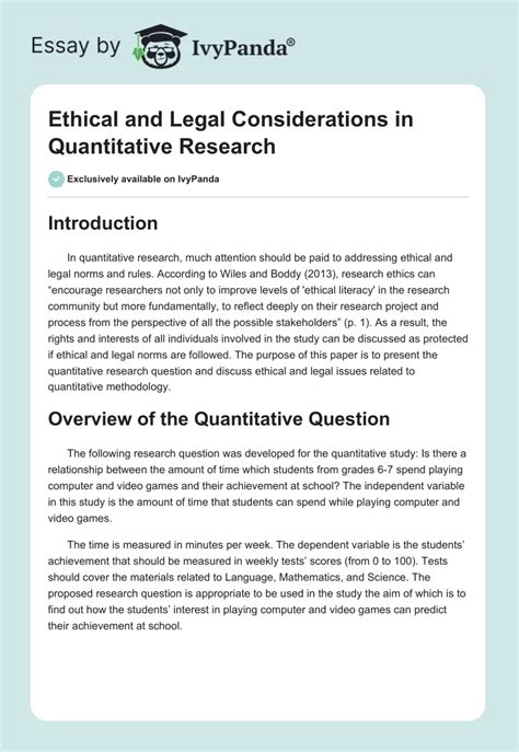 ethical standards in research examples quantitative